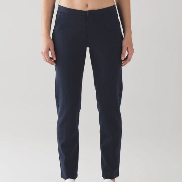 Lululemon &Go City Trek Pants Blue Slim Fit Trouser Ankle Work Travel Size 10 - Picture 1 of 16